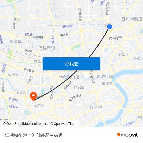 江湾镇街道 to 仙霞新村街道 map