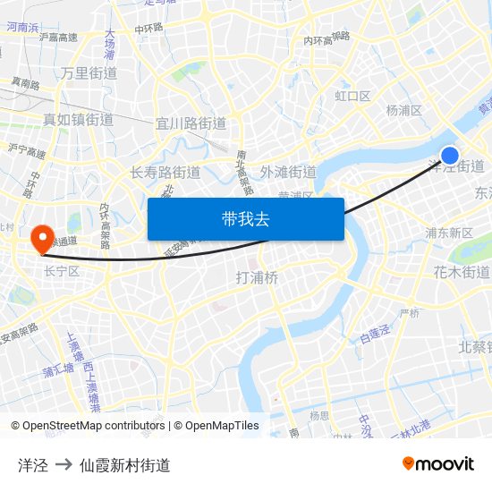 洋泾 to 仙霞新村街道 map