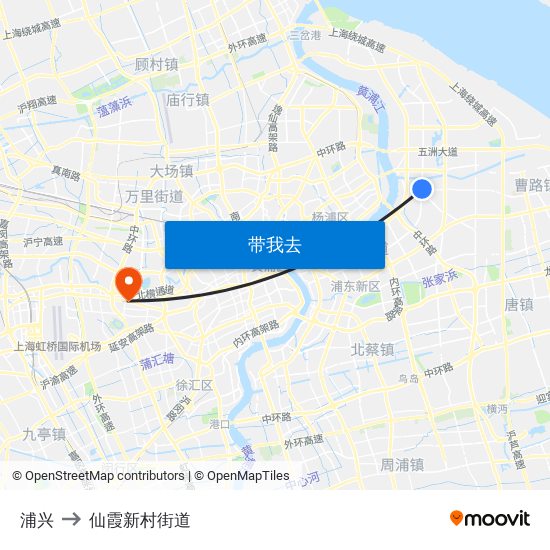浦兴 to 仙霞新村街道 map