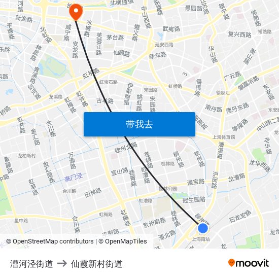 漕河泾街道 to 仙霞新村街道 map