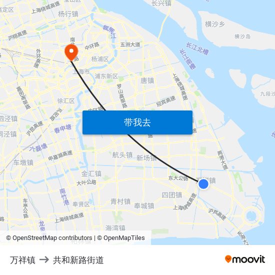 万祥镇 to 共和新路街道 map