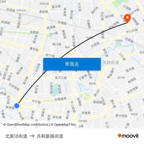 北新泾街道 to 共和新路街道 map