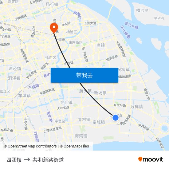 四团镇 to 共和新路街道 map