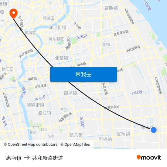 惠南镇 to 共和新路街道 map
