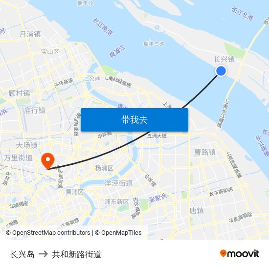 长兴岛 to 共和新路街道 map