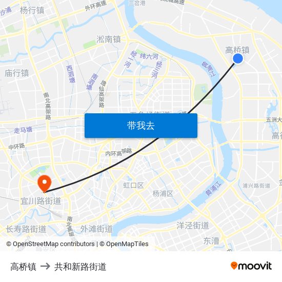 高桥镇 to 共和新路街道 map