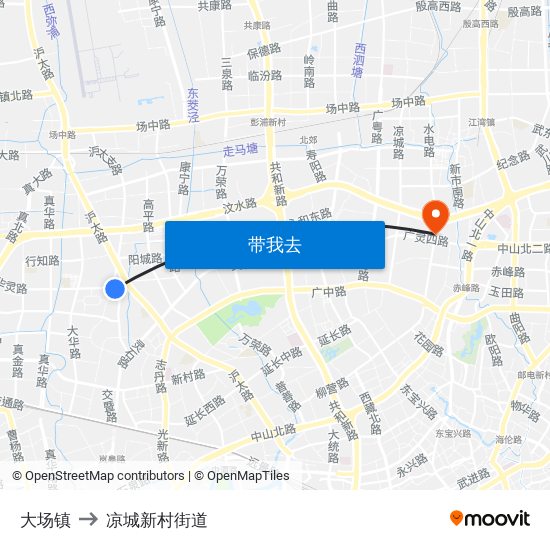 大场镇 to 凉城新村街道 map