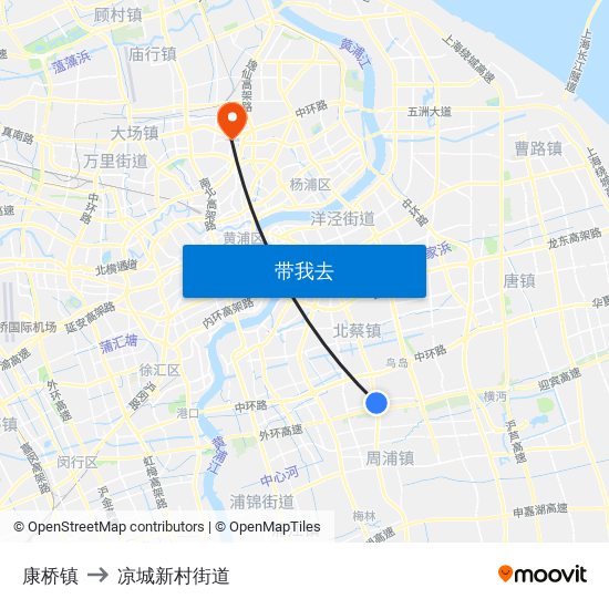 康桥镇 to 凉城新村街道 map