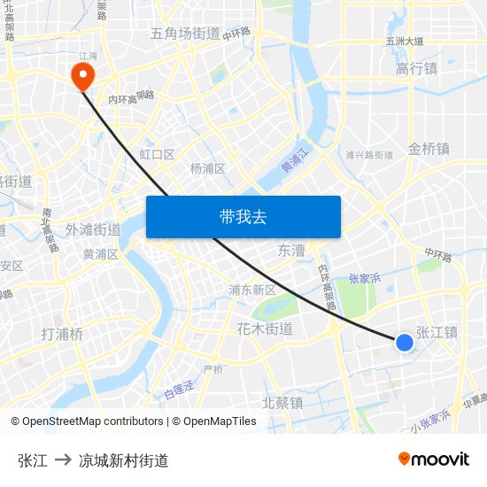 张江 to 凉城新村街道 map