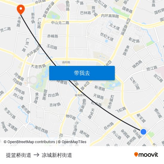 提篮桥街道 to 凉城新村街道 map