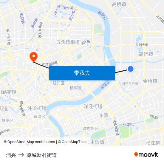 浦兴 to 凉城新村街道 map