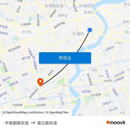 半淞园路街道 to 凌云路街道 map