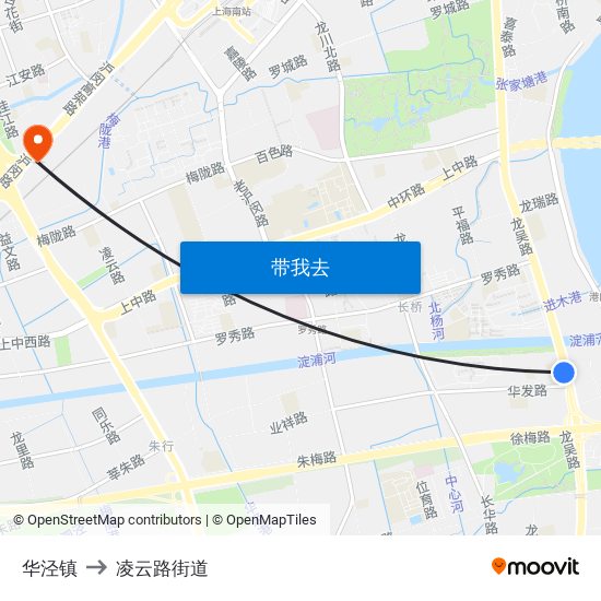 华泾镇 to 凌云路街道 map