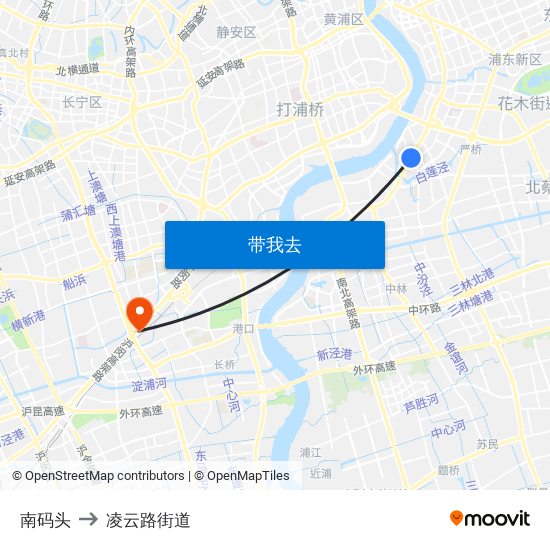 南码头 to 凌云路街道 map