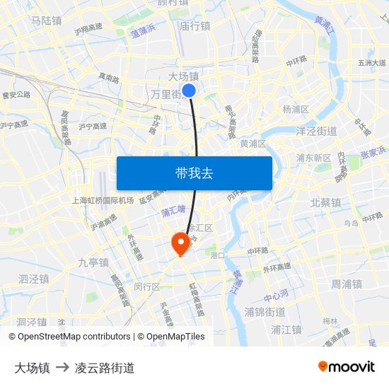 大场镇 to 凌云路街道 map