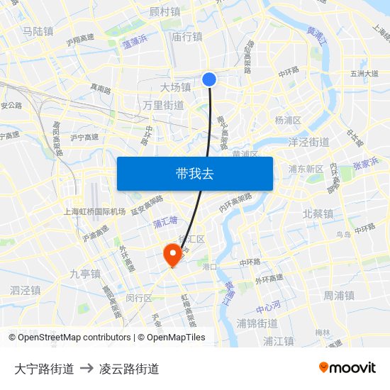 大宁路街道 to 凌云路街道 map