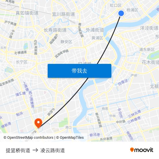 提篮桥街道 to 凌云路街道 map