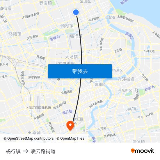 杨行镇 to 凌云路街道 map