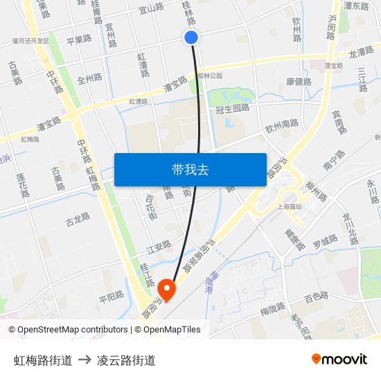 虹梅路街道 to 凌云路街道 map