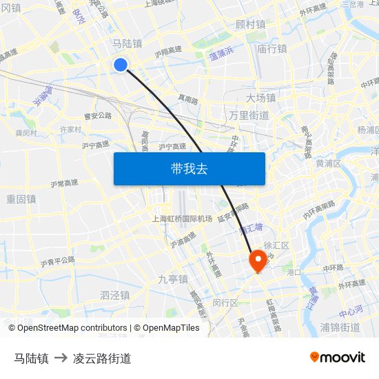 马陆镇 to 凌云路街道 map