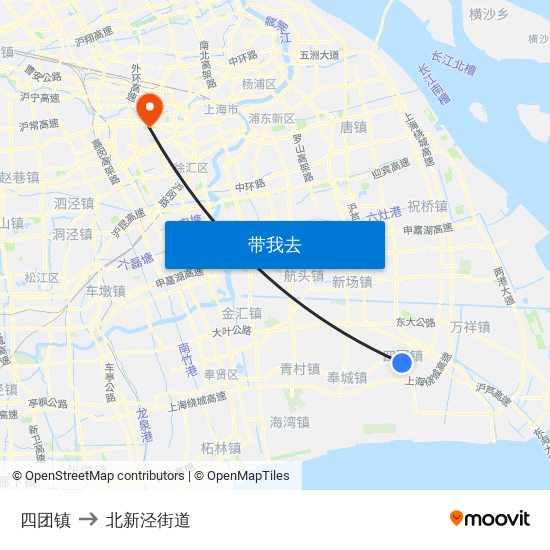 四团镇 to 北新泾街道 map