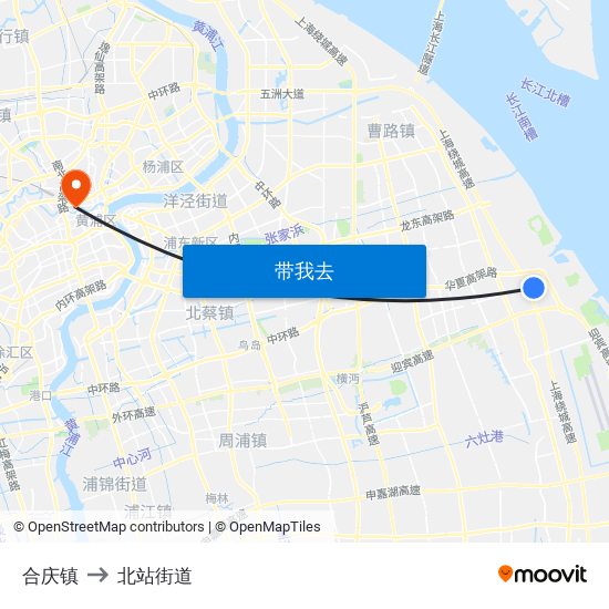 合庆镇 to 北站街道 map