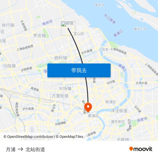月浦 to 北站街道 map