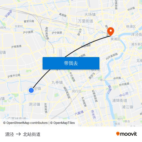 泗泾 to 北站街道 map