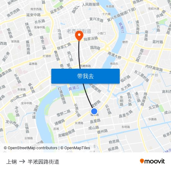 上钢 to 半淞园路街道 map