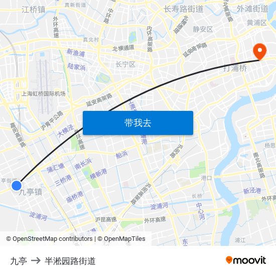 九亭 to 半淞园路街道 map