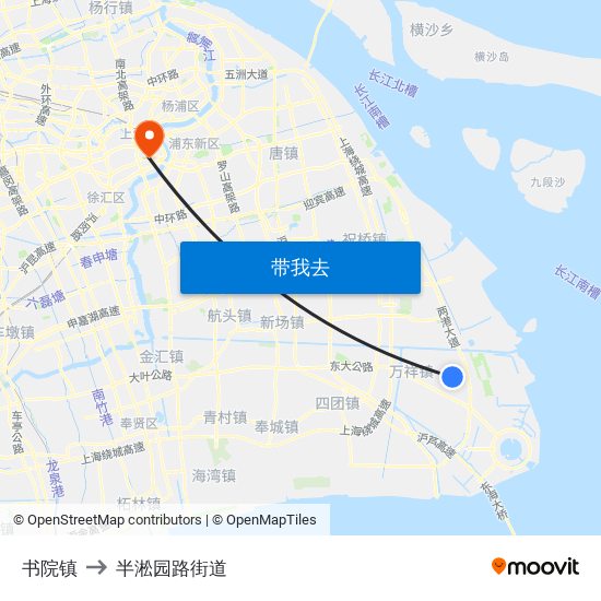 书院镇 to 半淞园路街道 map