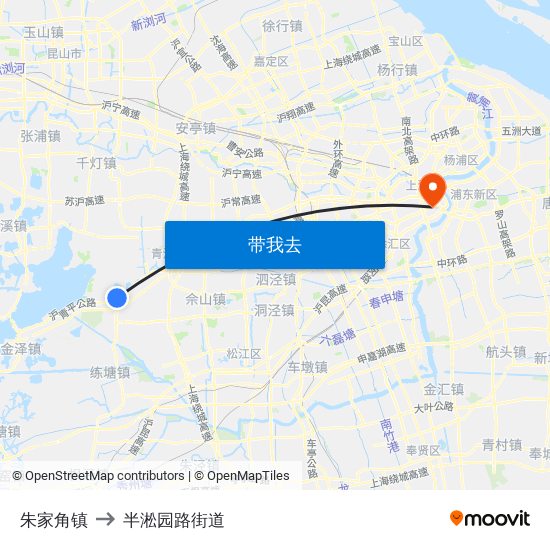 朱家角镇 to 半淞园路街道 map