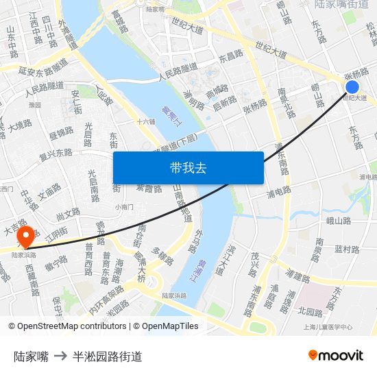 陆家嘴 to 半淞园路街道 map