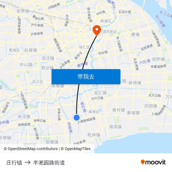 庄行镇 to 半淞园路街道 map