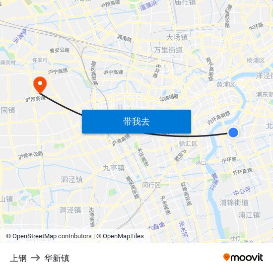上钢 to 华新镇 map