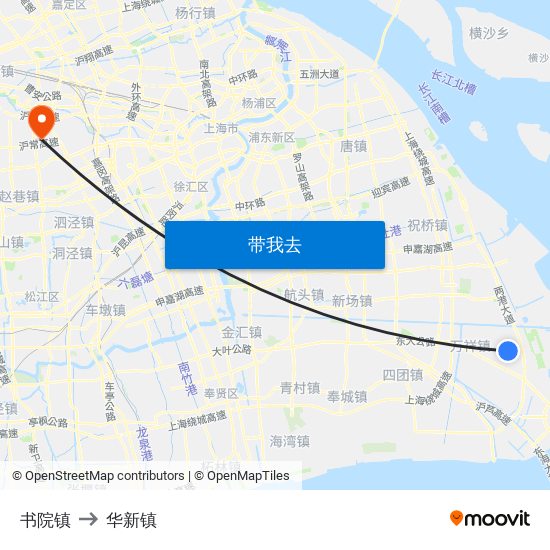 书院镇 to 华新镇 map