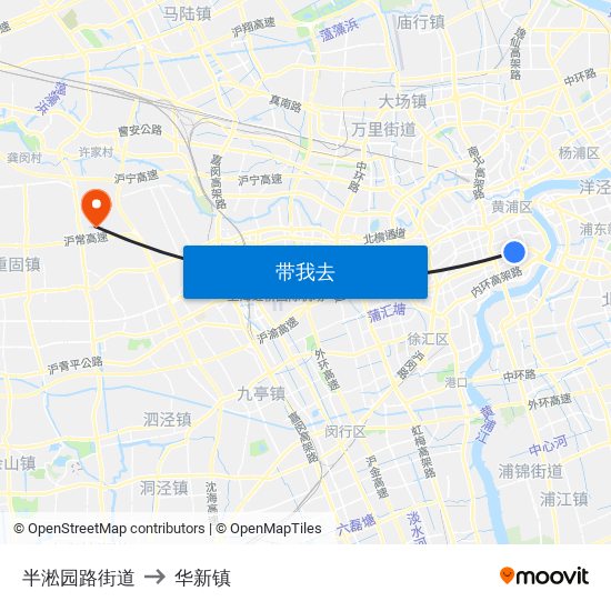 半淞园路街道 to 华新镇 map