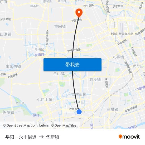 岳阳、永丰街道 to 华新镇 map