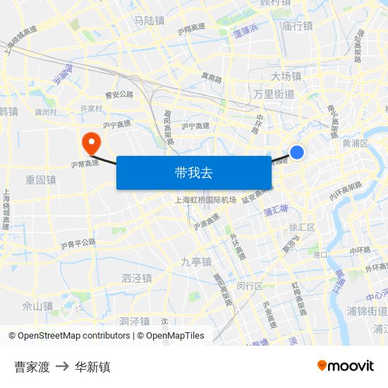 曹家渡 to 华新镇 map