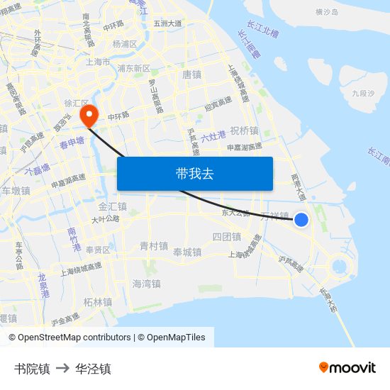 书院镇 to 华泾镇 map