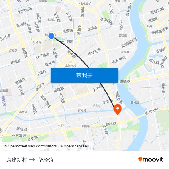 康建新村 to 华泾镇 map