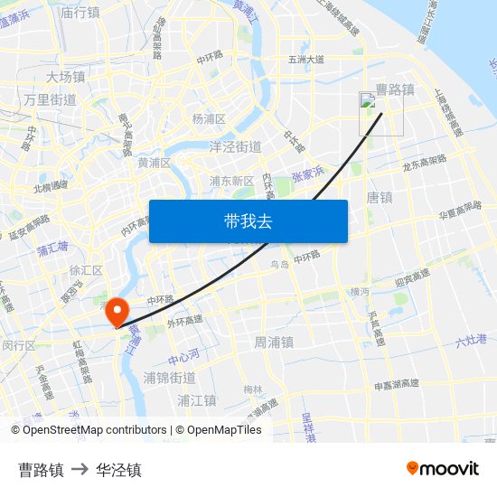 曹路镇 to 华泾镇 map