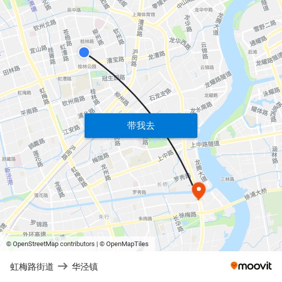 虹梅路街道 to 华泾镇 map