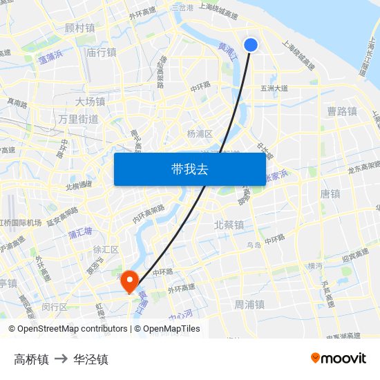 高桥镇 to 华泾镇 map