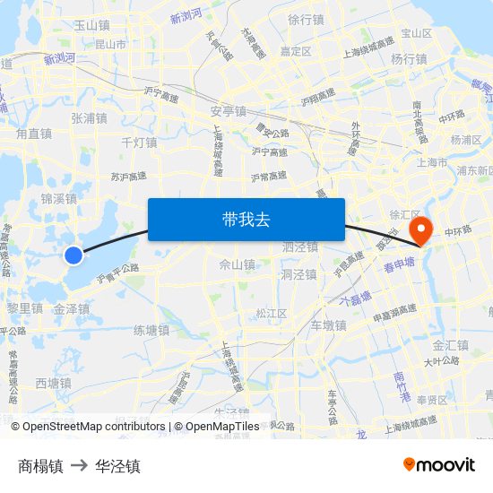 商榻镇 to 华泾镇 map