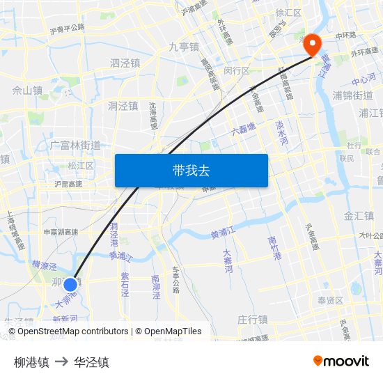 柳港镇 to 华泾镇 map