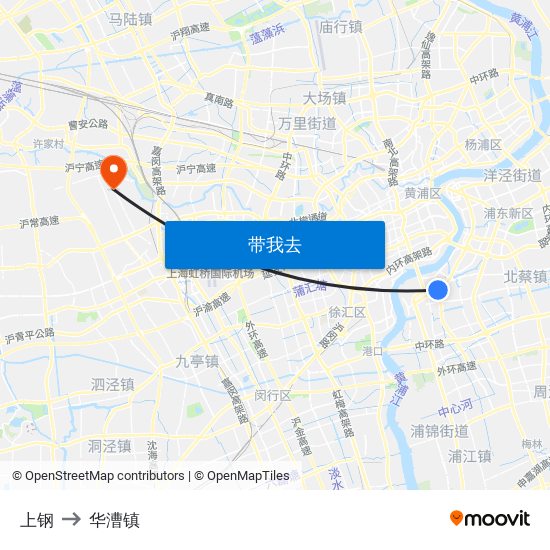 上钢 to 华漕镇 map