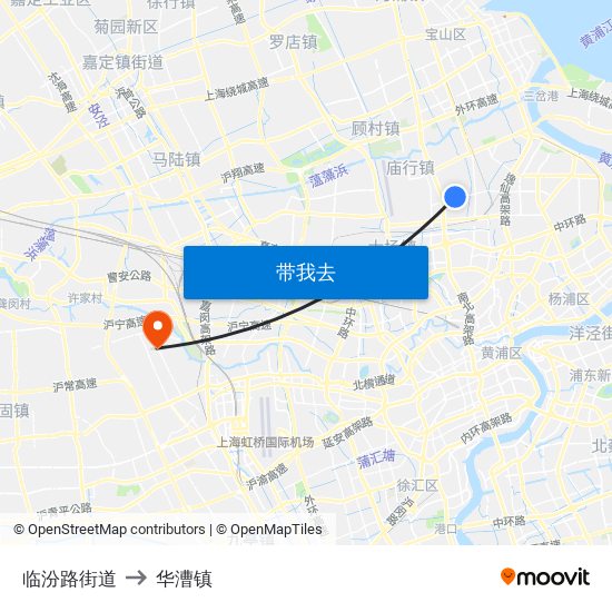 临汾路街道 to 华漕镇 map