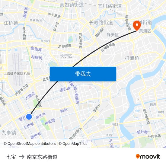 七宝 to 南京东路街道 map