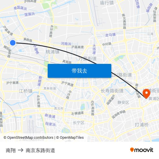 南翔 to 南京东路街道 map